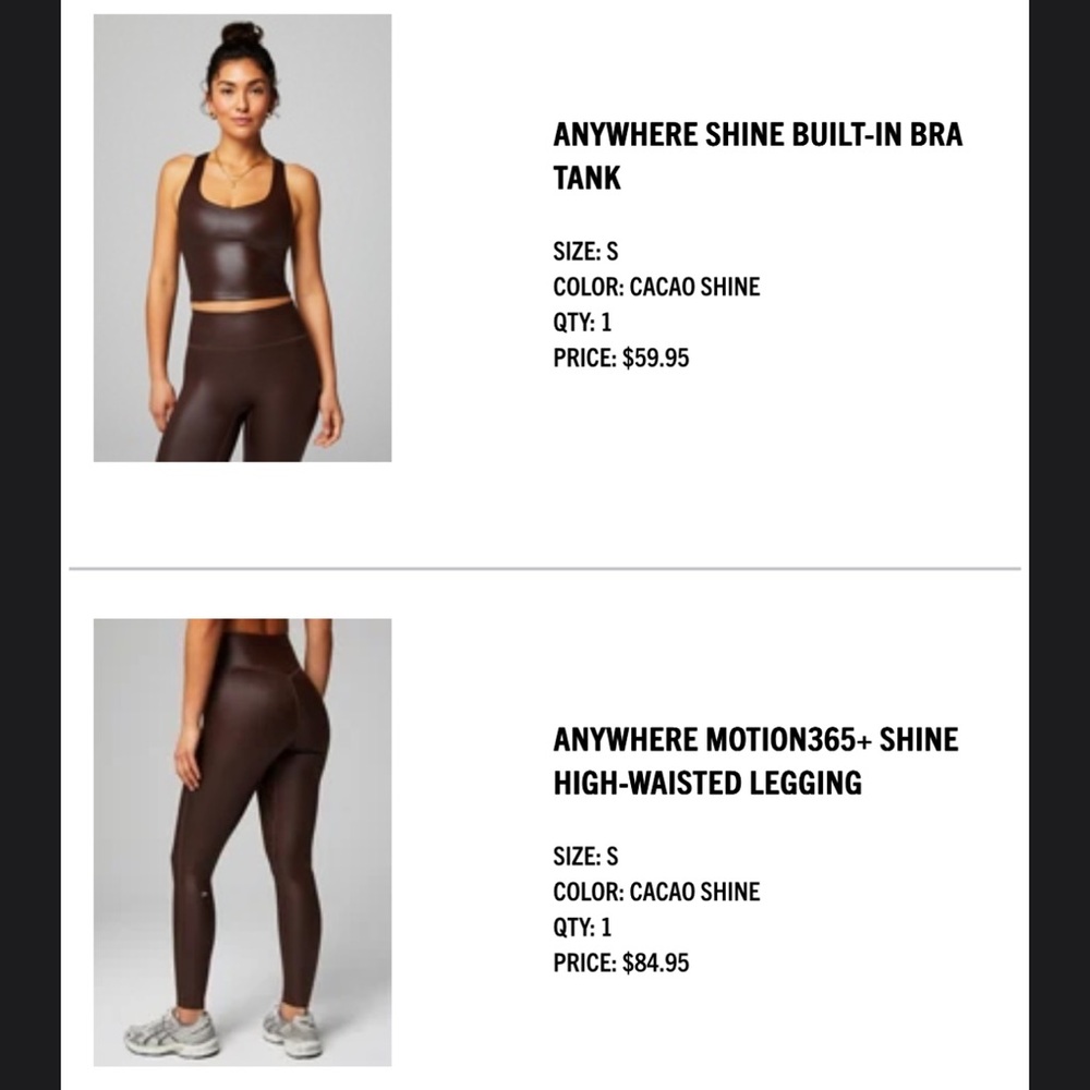 Fabletics Chocolate High-Waisted Legging and Bra Set